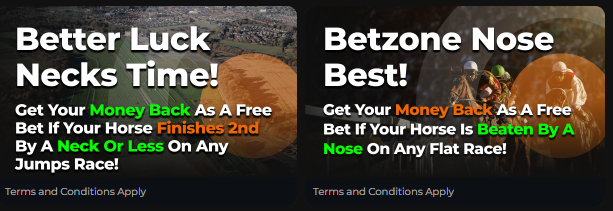 screenshot of betzone horse racing offer