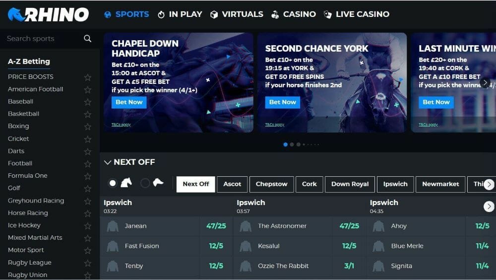 Rhino.bet Homepage Screenshot