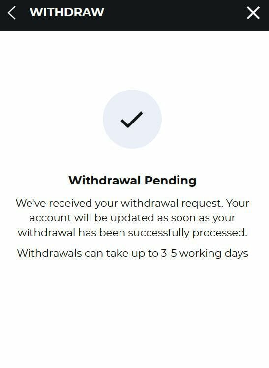 Rhino.bet Withdrawal Screenshot