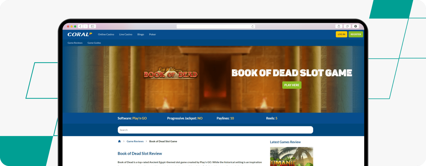 coral casino book of dead screenshot